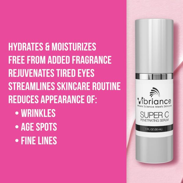 Vibriance Super C Serum for Mature Skin, Made in USA, All-in-One Vitamin Formula Hydrates, Firms, Lifts, Smooths, Targets Age Spots, Wrinkles, 1 fl oz