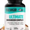 FreshCap Ultimate Mushroom Supplement 12,000mg - Mushroom Complex Capsules, Organic Mushrooms Supplement, Mushroom Extract, Ayurveda Mushroom Blend Nootropic (120 Capsules)