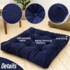 HIGOGOGO Square Meditation Pillow, Large Floor Pillow Solid Thick Tufted Seat Cushion for Balcony Bedroom Tatami Living Room, Navy, 22x22 Inch