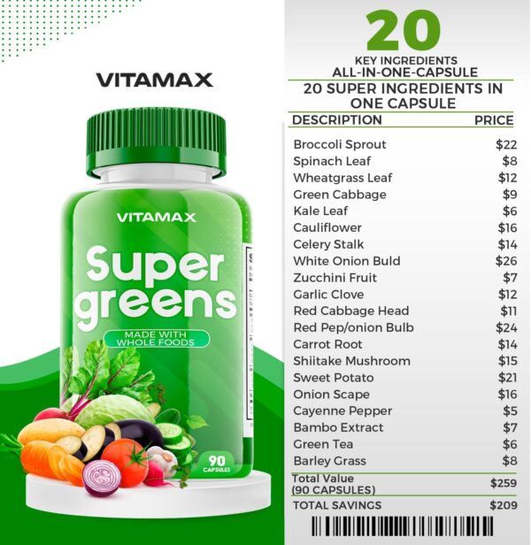 Super Fruit and Vegetable Supplements – Organic Whole Superfood Vitamins & Minerals – 90 Veggie and 90 Fruit Capsules for Women, Men, and Kids - Soy Free – Made in The USA