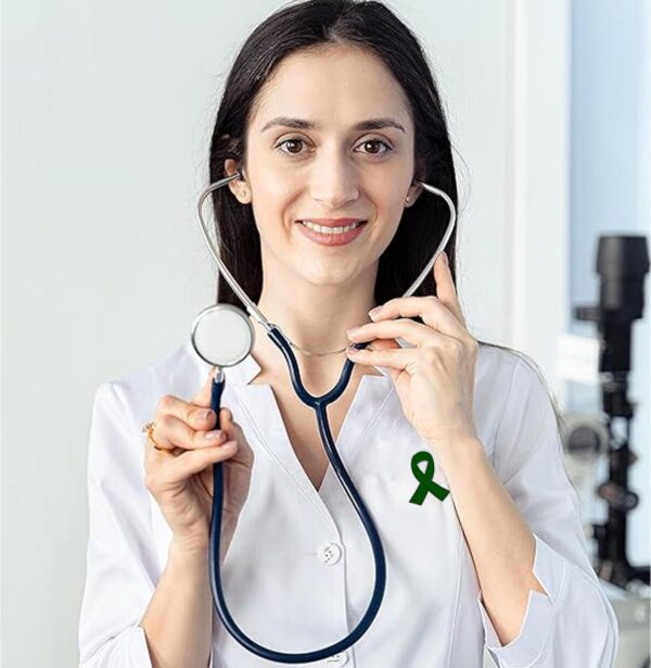 25/50/100/200 pieces Green Ribbon Pin Mental Health Awareness Lapel Pins Green Ribbon Brooch Hope Pin for Charity Fundraiser Supplies Bulk