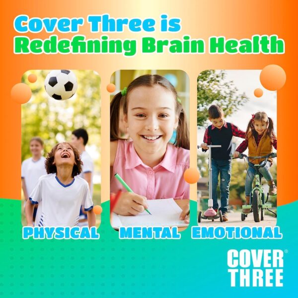 Cover Three Kids Brain Supplement Smoothie, Omega 3 Liquid Childrens DHA Fish Oil - Emotional, Physical Health - Focus and Attention, Heart, Vision Support, 20 Pouches (Orange) (3 Boxes)