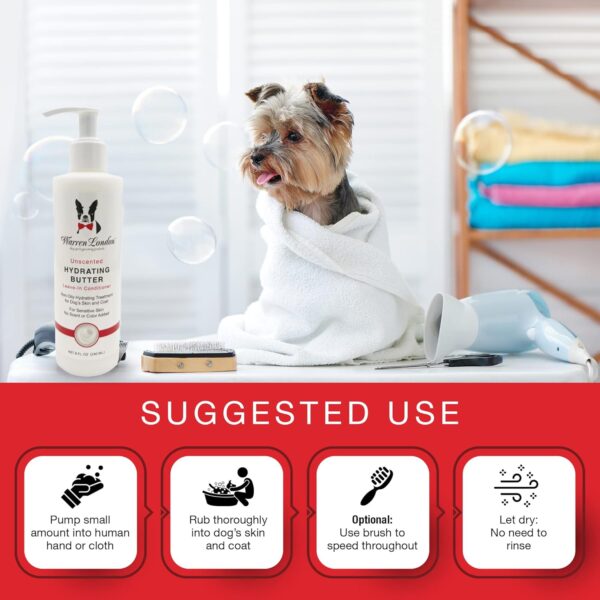 Warren London Hydrating Butter Leave in Pet Conditioner for Dogs | Lotion for Skin and Coat | Aloe Puppy & Dog Conditioner for Hair Detangler, Dry Skin, & Dandruff | Unscented 8oz