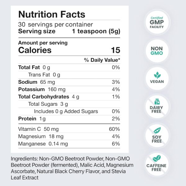 humanN SuperBeets Beet Root Powder - Non-GMO Beetroot Superfood - Nitric Oxide Supplement for Heart Health, Circulation & Blood Pressure Support - Black Cherry, 30 Servings