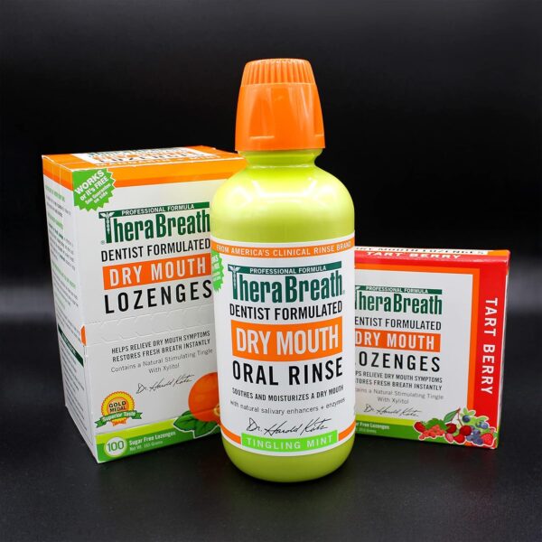 TheraBreath Dry Mouth Lozenges with Zinc, 100 Lozenges, Mandarin Mint, 100 Count (Pack of 2)