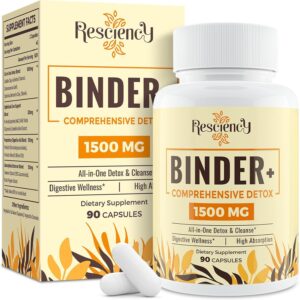 1500 MG Detox Binder Supplement – Activated Charcoal, Zeolite, Bentonite Clay – Liver & Gut Detox Cleanse, Toxin Flush, Digestive, Max Absorption, 90 Vegan Capsules