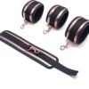 Spreader Bar Heavy Duty Stainless Steel Expandable Black Bar Home Gym with 4pcs Furry Purple Adjustable Strap,Sports Aid Training Fitness Gear Pilates Aid Kit,Yoga Set (Black+Rose-Gold PU Kit)