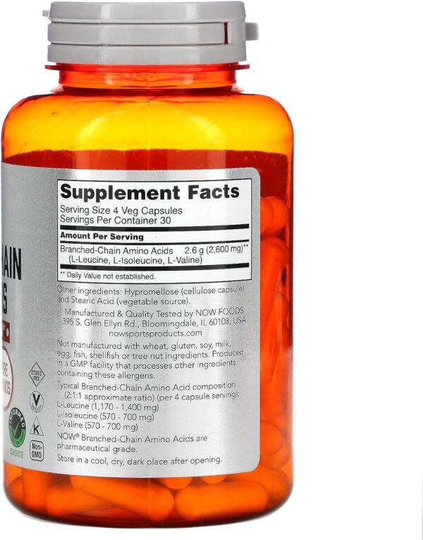 NOW Foods Branch-Chain Amino (BCAA) 800mg, 120 Capsules