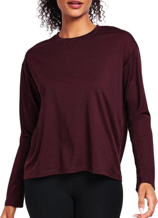 Long Sleeve Workout Tops for Women Athletic Crewneck Hiking Shirt Loose Fit Casual Tops