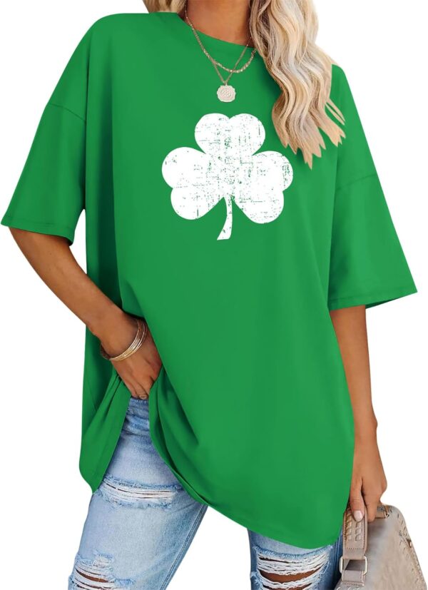St Patricks Day Shirt Women: Oversized Shamrock Luckly Clover Tshirt Vintage Irish Green St.Patty's Day Tee Tops