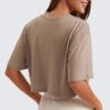CRZ YOGA Women's Pima Cotton Workout Crop Tops Short Sleeve Yoga Shirts Casual Athletic Running T-Shirts