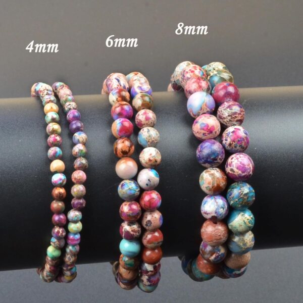 4mm Natural Healing Gemstone Bracelet Handmade Yoga Stretch Elastic Bracelet Stress Relief Crystal Jewelry for Men and Women (4mm Imperial Jasper)