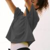 Women's Oversized Crop Tops Roll Hem Half Sleeve T-Shirts Drop Shoulder Casual Summer Tops