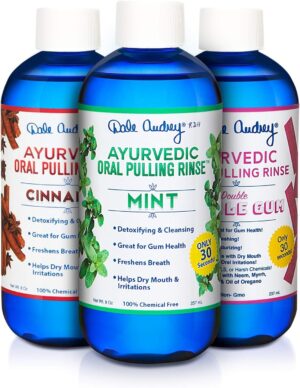 Organic Oil Pulling for Teeth and Gums | Natural Oral Pulling Rinse Mouthwash | Essential Oils for Bad Breath to Whitening Teeth & Fresh Breath |Mint, Cinnamon, Bubblegum (8oz, 3Pack)