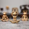 Bronze Frog Figurines, 3-Piece Yoga Decor Set, Antique Bronze Color, Handmade Home Decoration