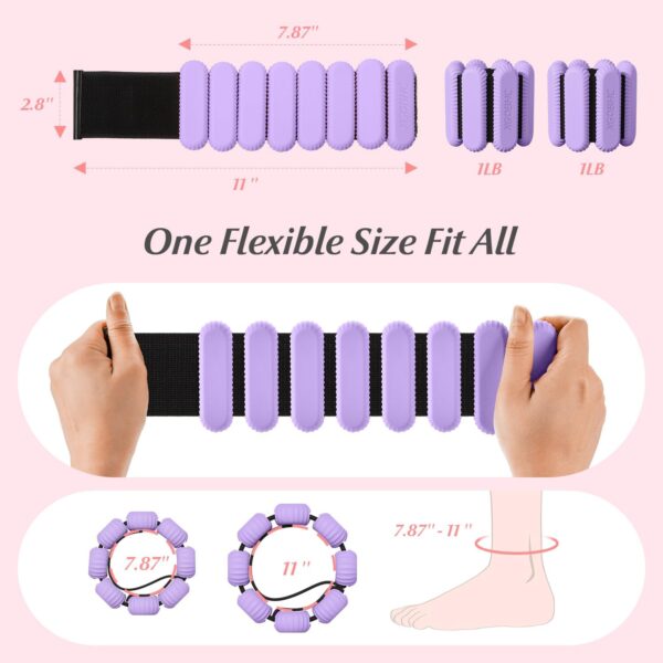 Ankle Weights Set of 2, Adjustable Wrist & Ankle Weights for Women Men Kids, Strength Training Wearable Leg Arm Weight for Yoga, Dance, Ballet, Running, Swimming, Gym