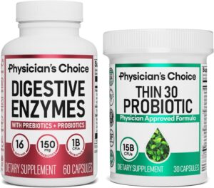 Physician's CHOICE - Beat Bloat + Support Weight Management Bundle: Digestive Enzymes + Thin-30 Probiotic