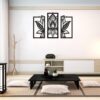 3 Pieces Lotus Flower Wall Art Mandala Carved Wooden Wall Hanging Home Decoration, Wood Art, Meditation/ Spiritual Decor (Black)