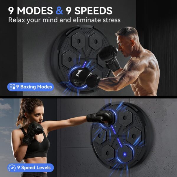 2025 Upgrade Music Boxing Machine, 5.0 Smart Bluetooth Boxing Machine Trainer with Boxing Gloves, Music Boxing Machine for Adults Kids, Boxing Target Workout Equipment for Home Office Gym