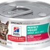 Hill's Science Diet Perfect Weight, Adult 1-6, Weight Management Support, Wet Cat Food, Liver & Chicken Minced, 2.9 oz Can, Case of 24