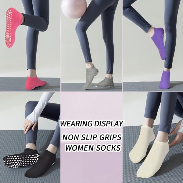 SkiBeaut Yoga Grips Non Slip Socks Pilates Anti Skid Sticky Grippers Ballet Barre Socks for Women 3 Pairs