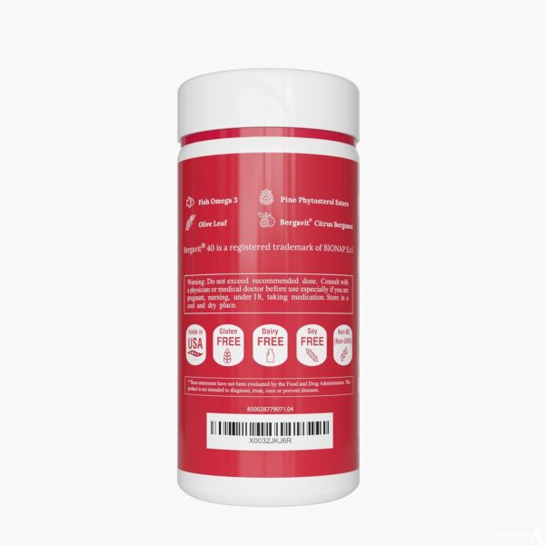 UpNourish Citrus Bergamot, Plant Sterols and Stanols Supplement, Heart Health Support with CoQ10, Omega 3, Olive Leaf Extract, Turmeric Curcumin, Black Garlic and Niacin - 120 Softgels