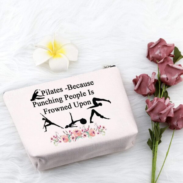PXTIDY Pilates Cosmetic Bag Pilates Yoga Lover Gift Pilates Instructor Gift Pilates Coach Survival Kit Yoga Gym Toiletry Bag(beige)