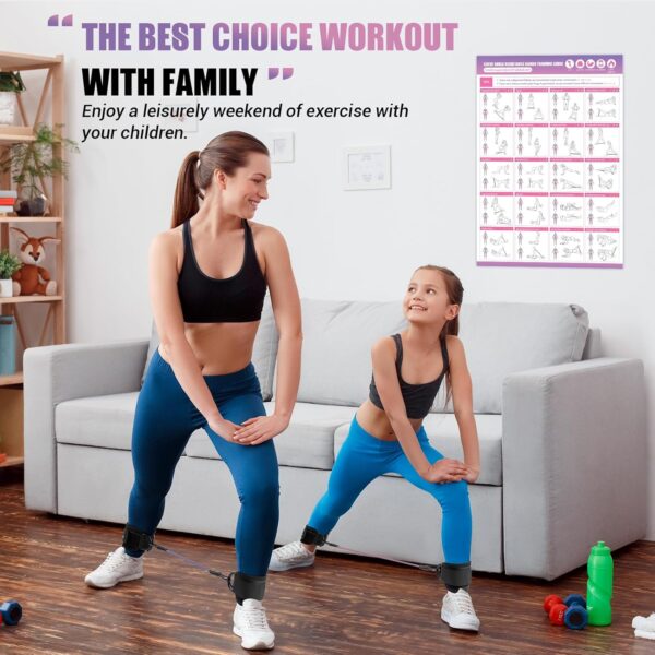 Ankle Resistance Bands with Cuffs, Ankle Bands for Working Out, Ankle Band Cuff for Kickbacks Hip, Leg Glute Exercise Equipment with Training Poster, Resistance Band with Ankle Cuffs for Women