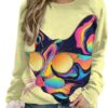ZOCAVIA Women's Y2K Art Cat Sweatshirts Fall Abstract Cat Graphic Pullover Tops Long Sleeve Oil Painting Cat Printed T Shirts