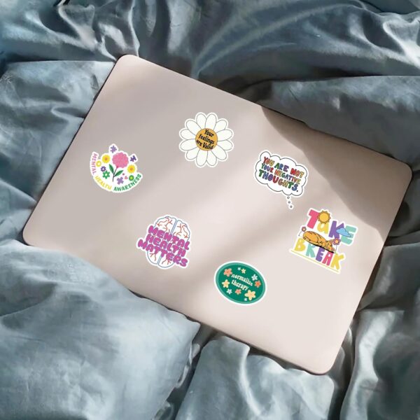 100pcs Mental Health Stickers for Water Bottle, Mental Health Matters Awareness Therapist Waterproof Vinyl Decal for Kids Adult Girl Laptop Skateboard Phone Notebook Guitar(Positive Affirmation)