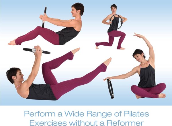 AeroPilates Magic Circle Pilates Ring with Workout DVD for Mat & Reformer Workouts - Fitness Ring Pilates Circle w/Padded Foam Grips - Arms, Chest and Inner Thigh Exercise Equipment