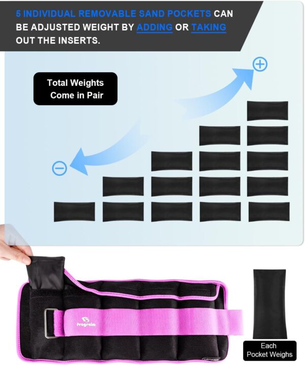 Fragraim Adjustable Ankle Weights 1-3/4/5/6/8/10/12/15/20 LBS Pair with Removable Weight for Jogging, Gymnastics, Aerobics, Physical Therapy
