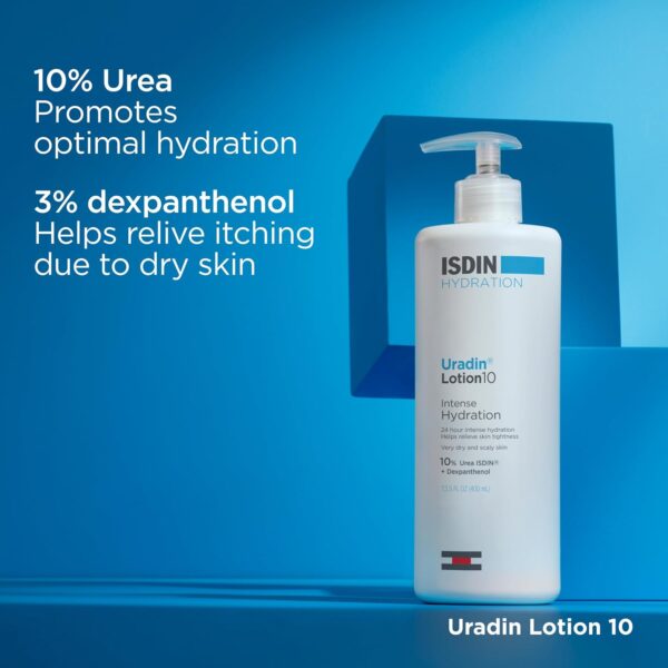 ISDIN Body Lotion Uradin10, 24 Hour Intense Hydration, 10% Urea, Fast Absorbing, Dermatologically Tested, 13.5 Fl Oz