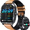 Smartwatch for Men Fitness Smart Watch: 2.0 inch Brown Watch with Bluetooth Call Answer - Android iOS Compatible Military 3ATM Waterproof 100+ Sports Digital Activity Tracker Heart Rate Sleep Monitor