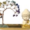 7 Chakra Healing Crystal Tree Gold Small Buddha Decor Gifts for Women,Small Buddha Statues Home Decor, Yoga Meditation Accessories Zen Spiritual Room Home Shelf Decor Feng Shui Good Luck
