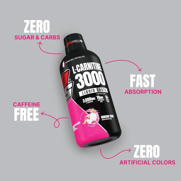 PROSUPPS L-Carnitine Stimulant Free Liquid Shots for Men & Women - Workout Drink for Performance & Muscle Recovery - Clean Energy, No Sugar, No Carbs (31 Servings, 3000 Dragon Fruit)