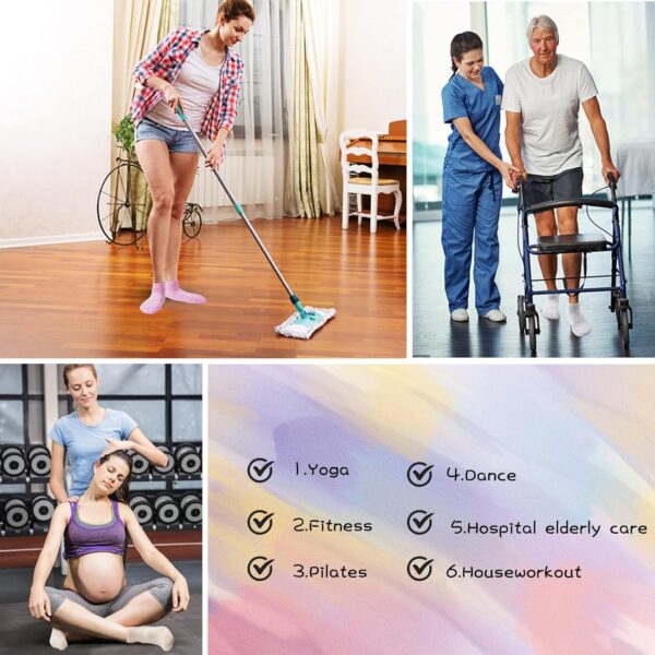 4 Pairs Non Slip Yoga Socks, Women Grips Socks for Pilates Barre Home Workout Hospital Anti Skid Socks for Men