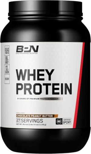 BARE PERFORMANCE NUTRITION, BPN Whey Protein + Casein Protein Powder Blend, Chocolate Peanut Butter, 25g Protein per Serving Supports Lean Muscle Recovery, 27 Servings, Third Party Tested