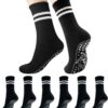 HYCLES 3 Pairs Grip Pilates Socks for Women, Non-slip Yoga Athletic Slipper Socks for Workout Hospital