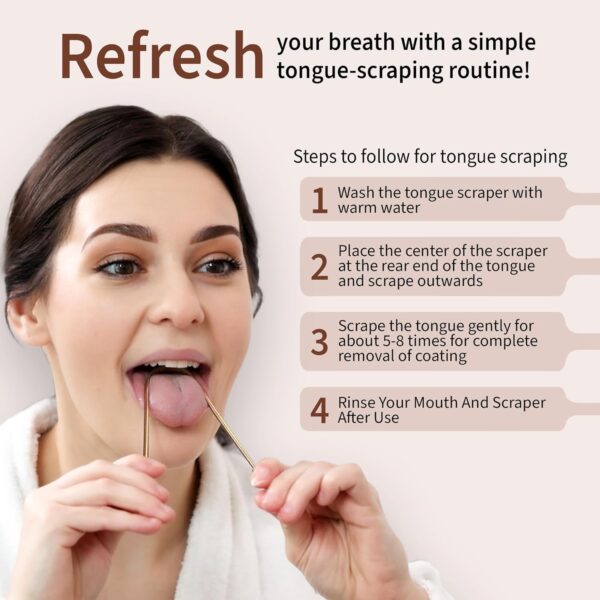 MasterMedi Pure Copper Tongue Scraper for Adults, Tongue Scrubber for Bad Breath, Easy to Use, Tongue Cleaner for Oral Care & Hygiene (Copper Pack of 3)