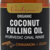 Verdana Organic Coconut Pulling Oil – Big 16 Fl Oz Size – Cinnamon + Clove - Ayurvedic Oral Rinse – USDA Organic, Kosher Non-GMO - Alcohol & Floride Free for Fresh Breath, Healthy Teeth