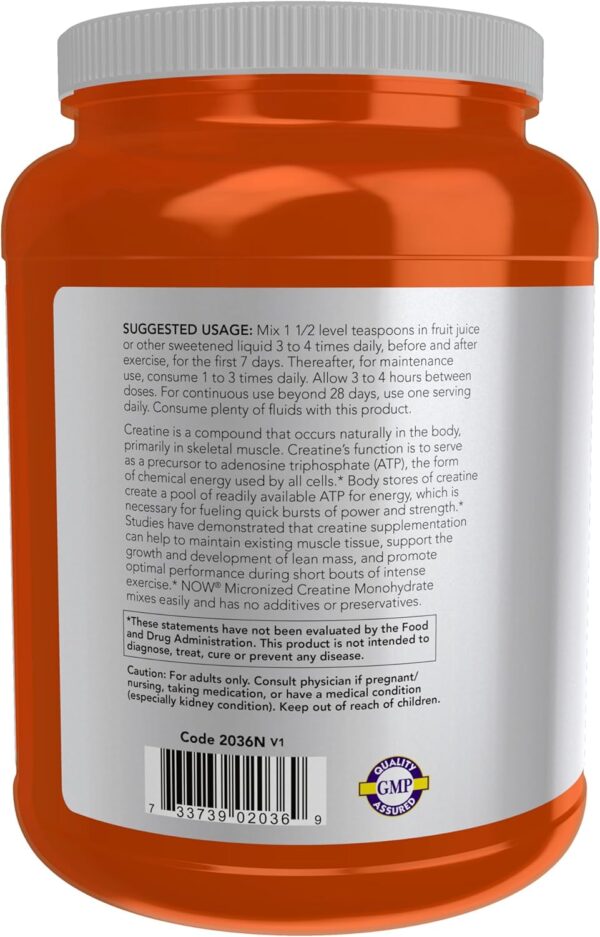 NOW Foods Sports Nutrition, Micronized Creatine Powder 500 g, Mass Building*/Energy Production*, 1 kg.