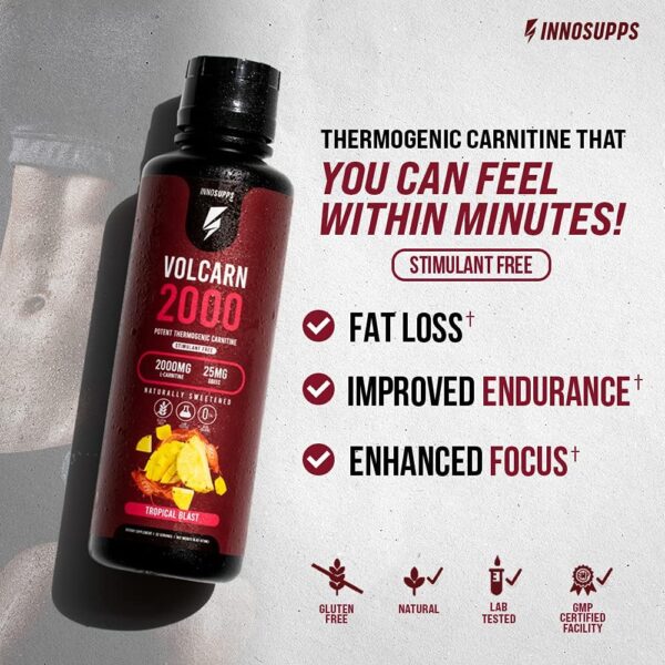 InnoSupps Volcarn 2000 - L-CARNITINE Advanced Energy Liquid | ATP Enhancer with GBEEC | Boosts Energy, Enhances Focus, Caffeine Free, No Artificial Sweeteners | 32 Servings (Pink Starblast)