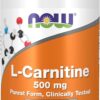 NOW Foods Supplements, L-Carnitine 500mg, Purest Form, Amino Acid, Fitness Support*, 60 Veg Capsules