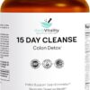 15-Day Colon Cleanse for Gut Health – Probiotics for Men & Women, Candida Cleanse, Aloe Vera, Licorice Root, Psyllium Husk – Supports Digestive & Immune Health, Detox & Kidney Cleanse