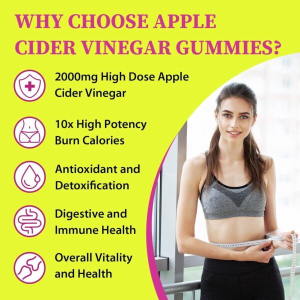 Apple Cider Vinegar Gummies, Keto ACV Gummies 2000MG, Detox Cleanse Gummies for Women and Men, Max Strength Keto Gummies with Green Tea, B12 for Metabolism Support & Digestive Health - 2 Months Supply