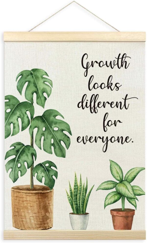 TLESKE Mental Health Poster Hanger Frame for Therapy Counseling Office, Motivational Inspirational Wall Art Decor for Classroom Nursery, Growth Looks Different for Everyone Canvas Poster Print 12x16in