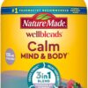 Nature Made Wellblends Calm Mind & Body, Magnesium Citrate, Ashwagandha 125mg & GABA 100mg Blend for Stress Relief, 38 Gummy Vitamins