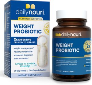 Daily Nouri Weight Health Probiotic | Weight Management, Metabolism & Digestion Support for Women & Men | Probiotics with Vegan Omega 3-6-9 Blend | 30-Day Supply
