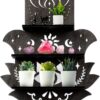 Hamsa Wall Decor Lotus Crystal Shelf Display for Evil Eye Decor Large 17'' Hamsa Hand Boho Wooden Hanging Crystal Holder Shelf Decor Aesthetic Zen Meditation Spiritual Gift Witch Yoga Decor (Black)